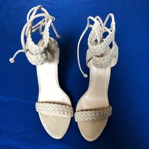 Shoetique braided faux suede sandal heels